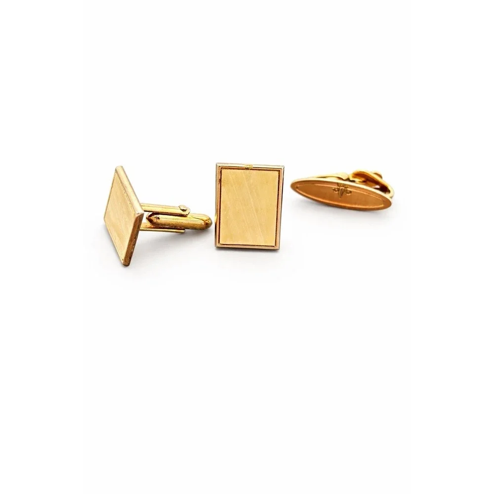 Vintage Swank Gold Tone Cufflinks Mother‎ of Pearl Inlay Mens Formal Wedding